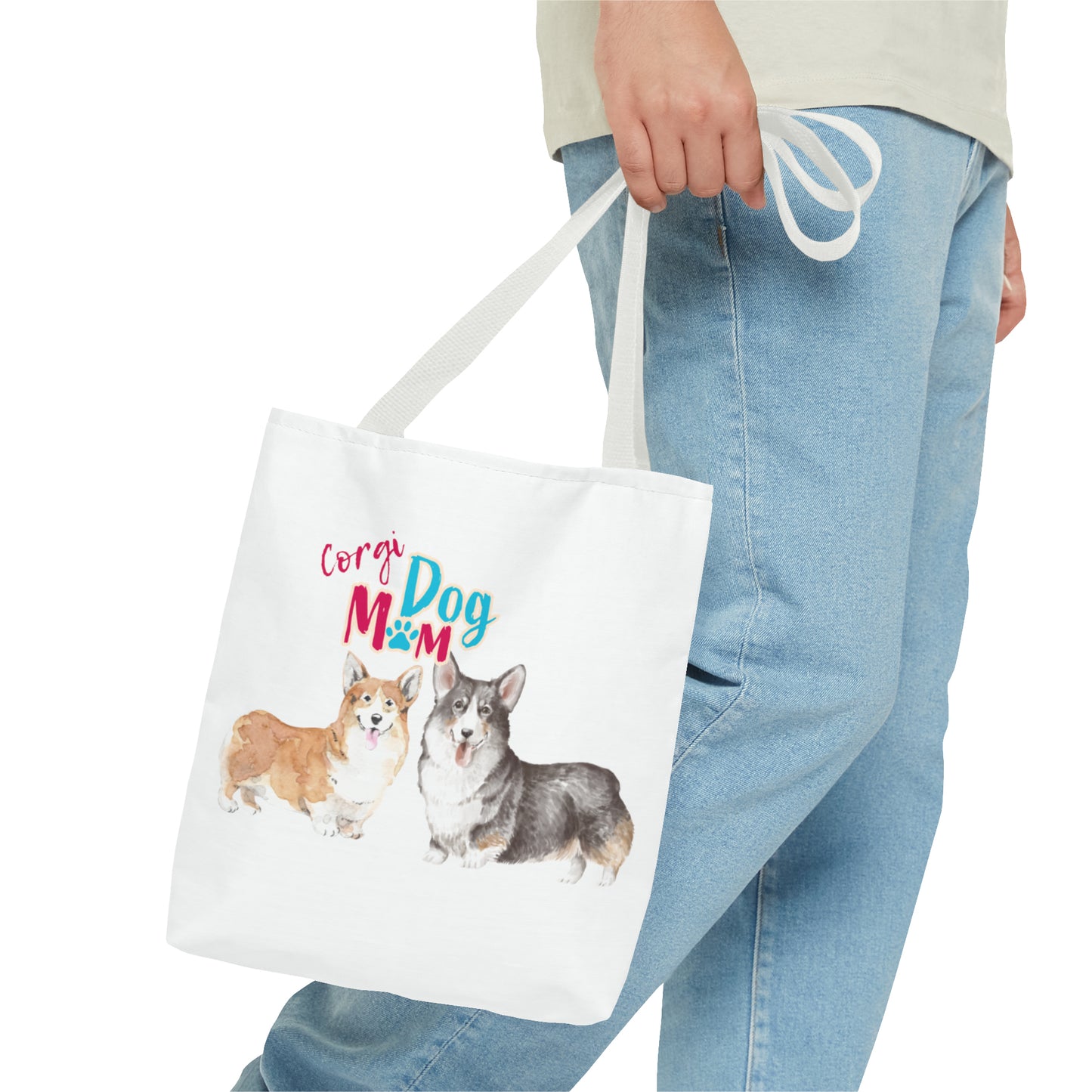 Corgi Mom Tote Bag 13 x 13 featuring 2 Corgis