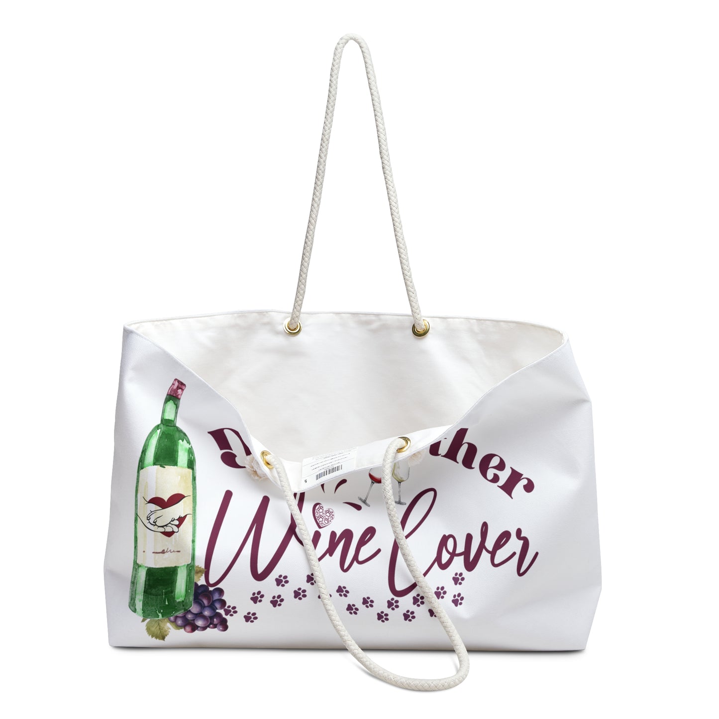 Wine and Dogs Weekender Bag- Large Tote Bag