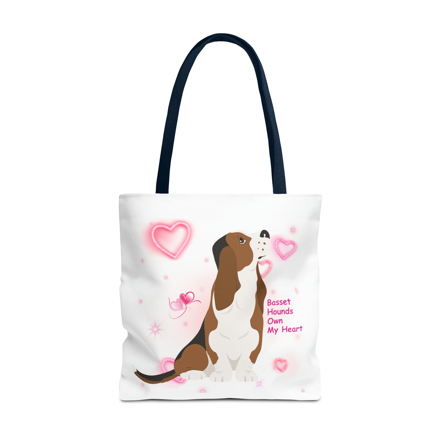 Basset Hound Large 18 x 18 Tote Bag that says Basset Hounds own my heart