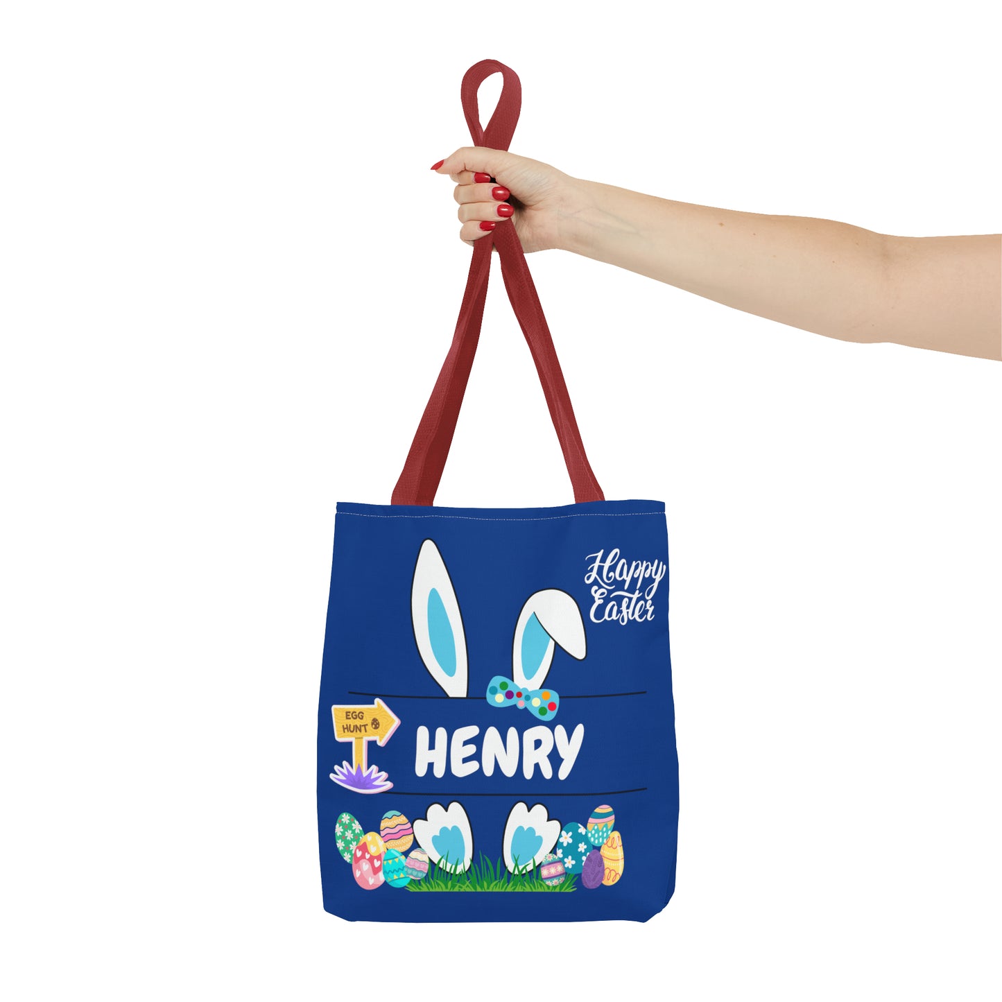 Personalized Easter Tote Bag in Blue