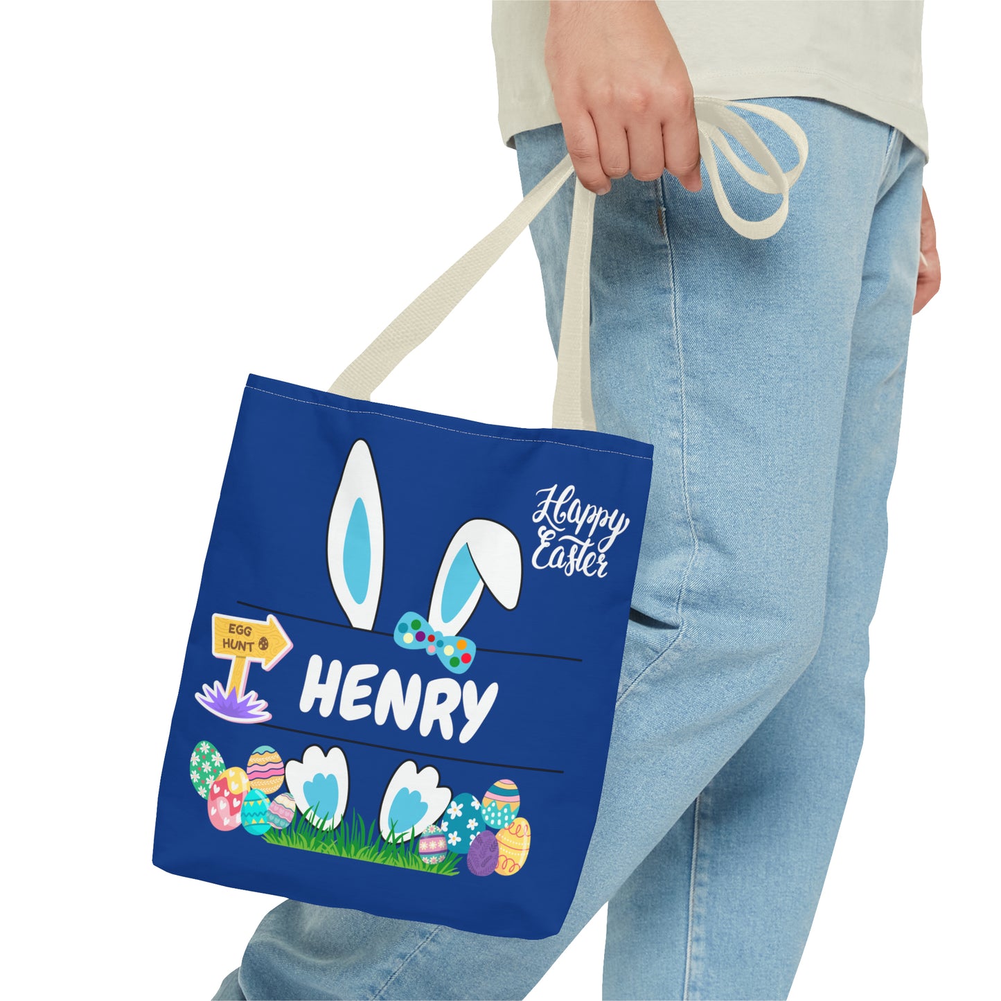 Personalized Easter Tote Bag in Blue