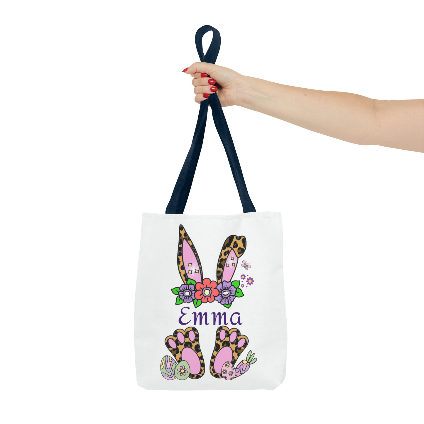 Personalized Easter Cheetah Print Tote Bag- Available in 2 sizes