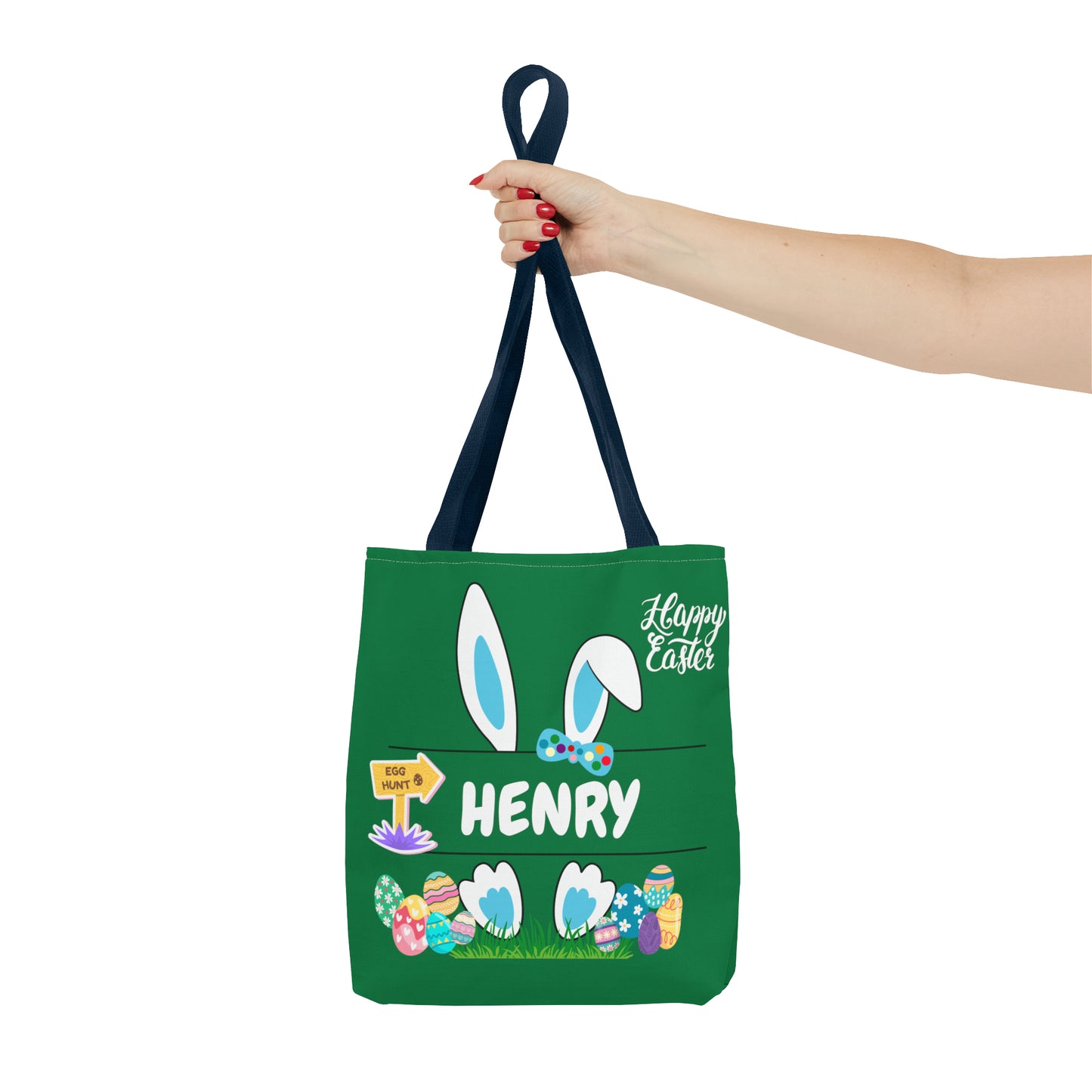 Personalizable Green Easter Bag. Custom Made for your kids egg hunt.