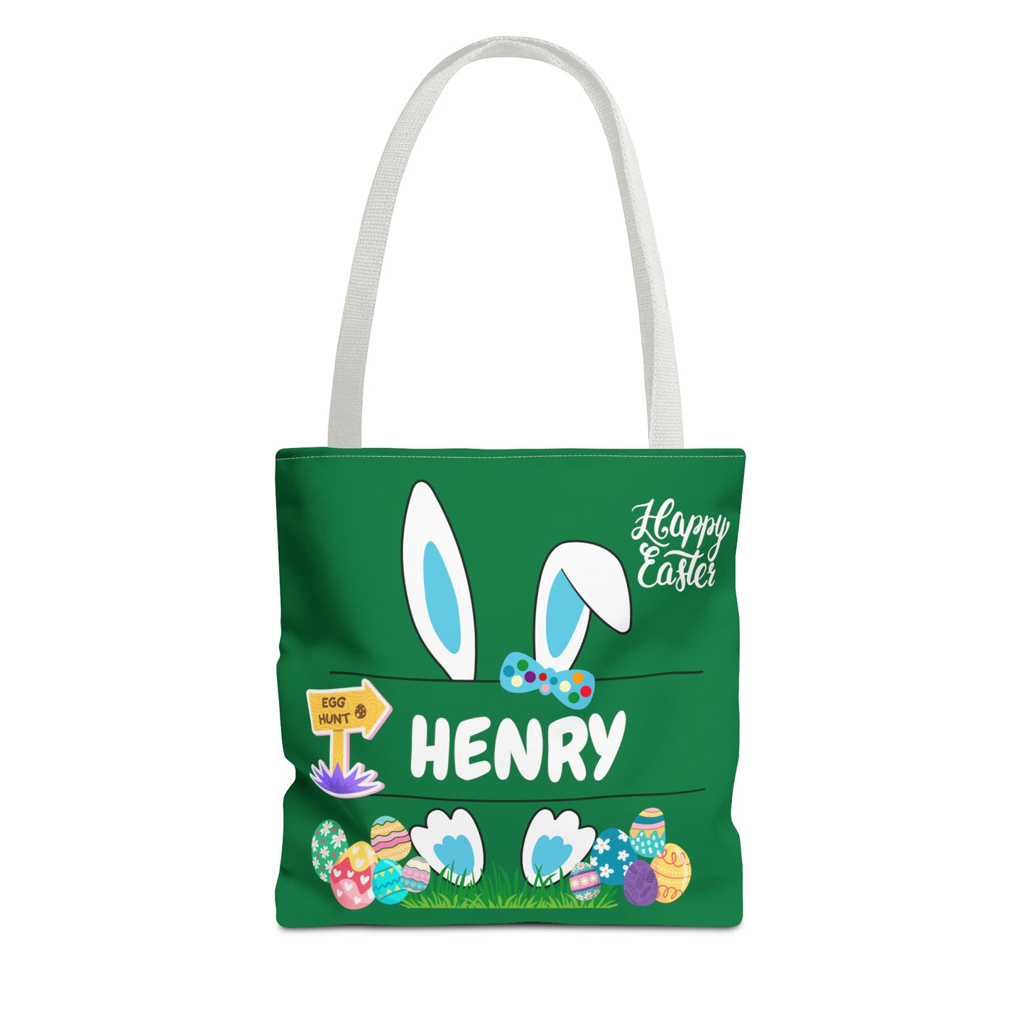 Personalizable Green Easter Bag. Custom Made for your kids egg hunt.