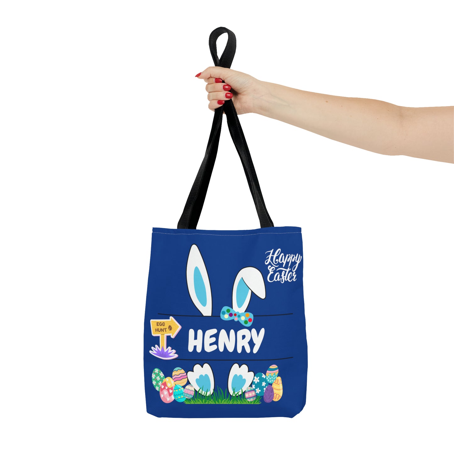 Personalized Easter Tote Bag in Blue