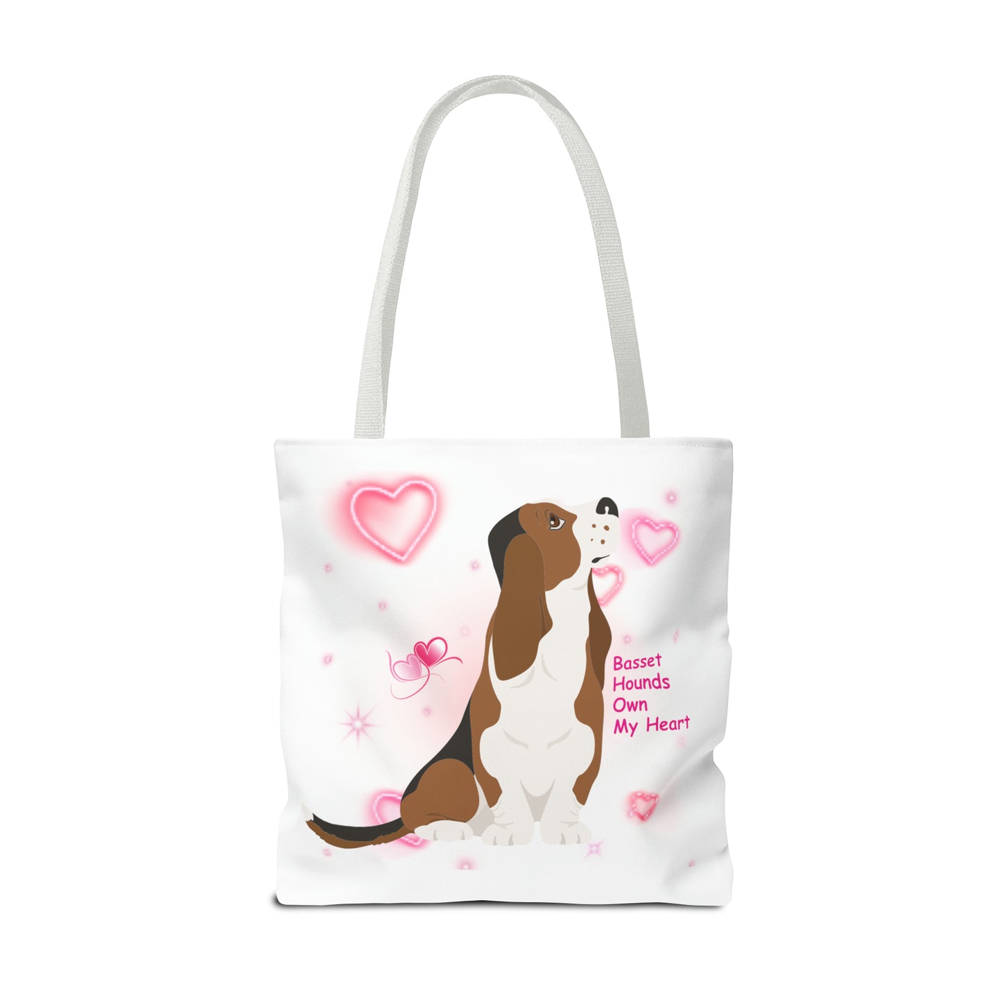 Basset Hound Large 18 x 18 Tote Bag that says Basset Hounds own my heart