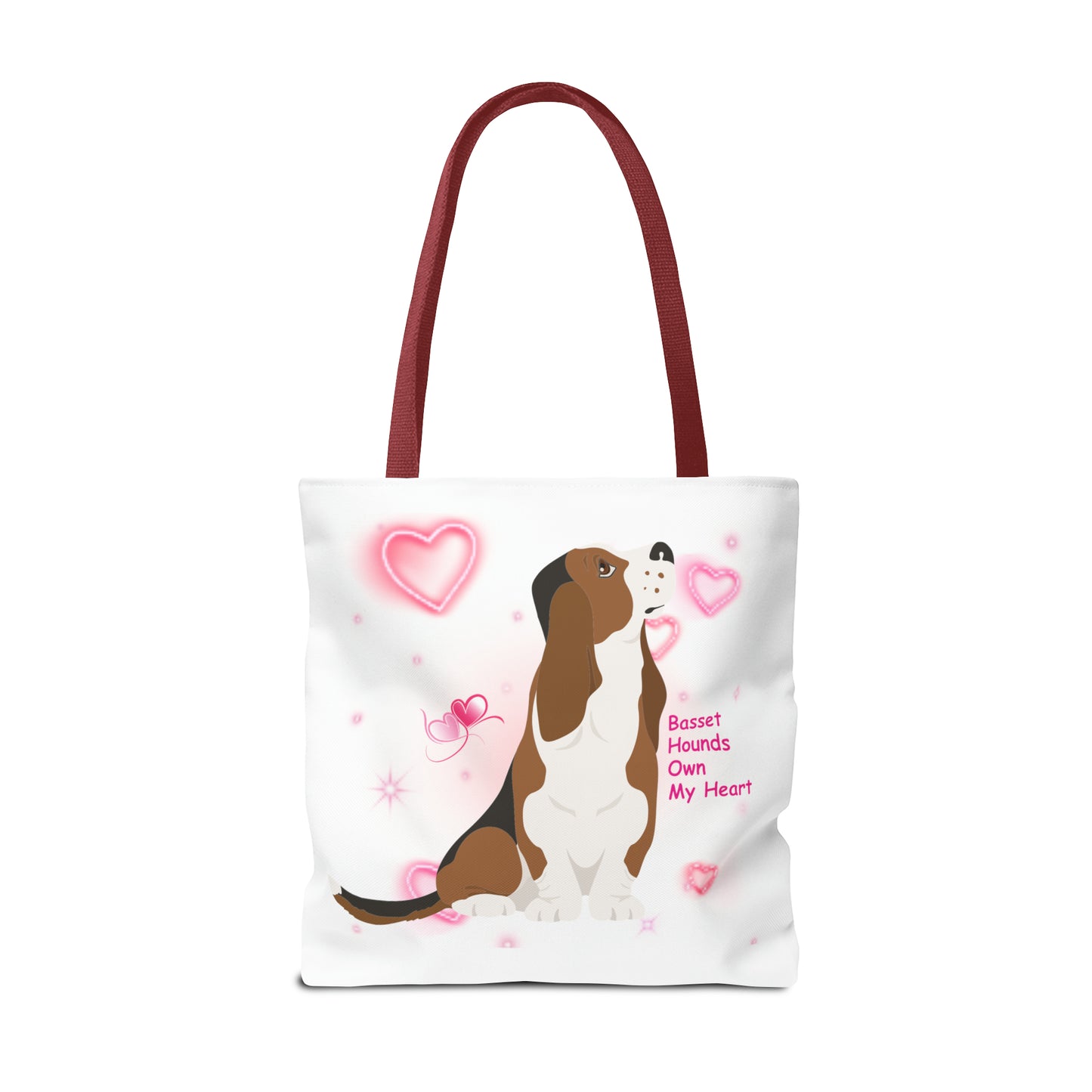 Basset Hound Large 18 x 18 Tote Bag that says Basset Hounds own my heart