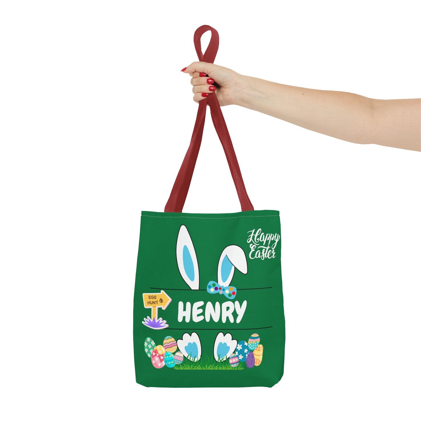 Personalizable Green Easter Bag. Custom Made for your kids egg hunt.