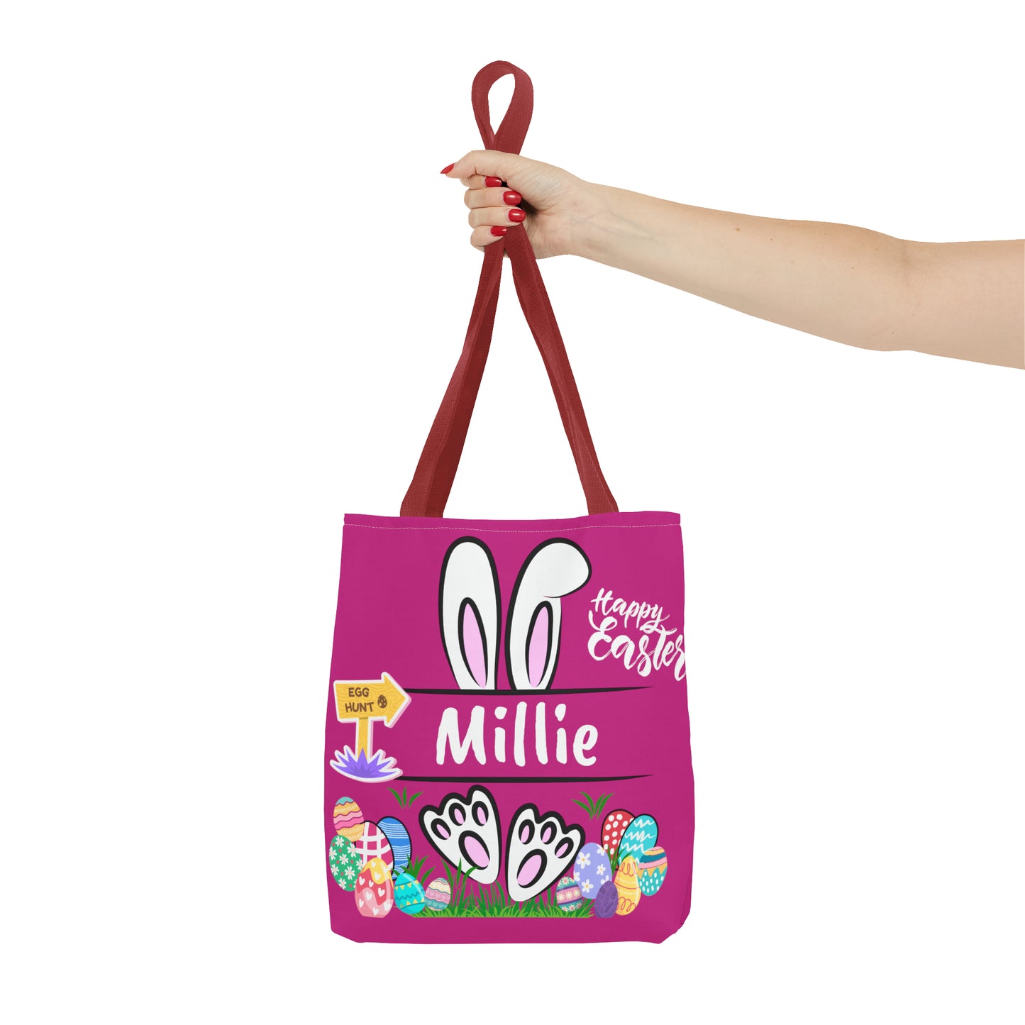 Personalizable Easter Tote Bag- Easter Bag. Easter Basket-Pink