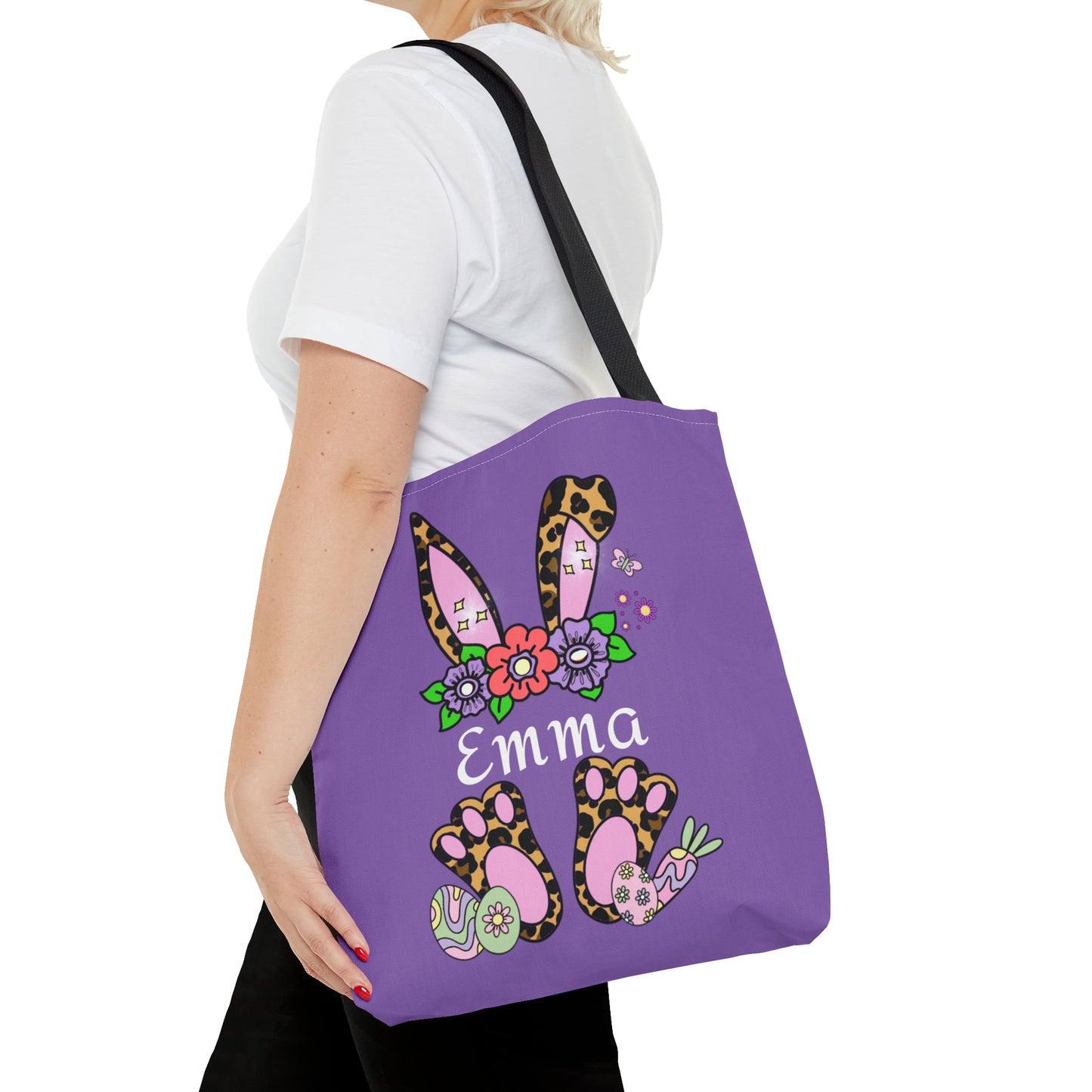 Personalized Easter Cheetah Print Tote Bag