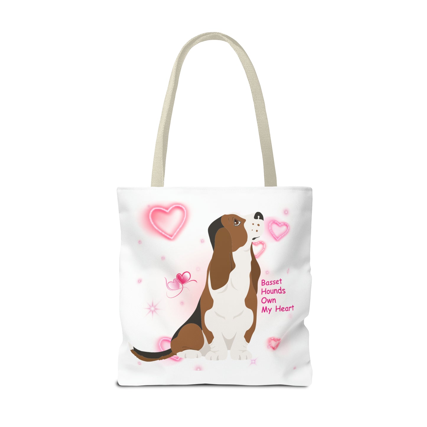 Basset Hound Large 18 x 18 Tote Bag that says Basset Hounds own my heart