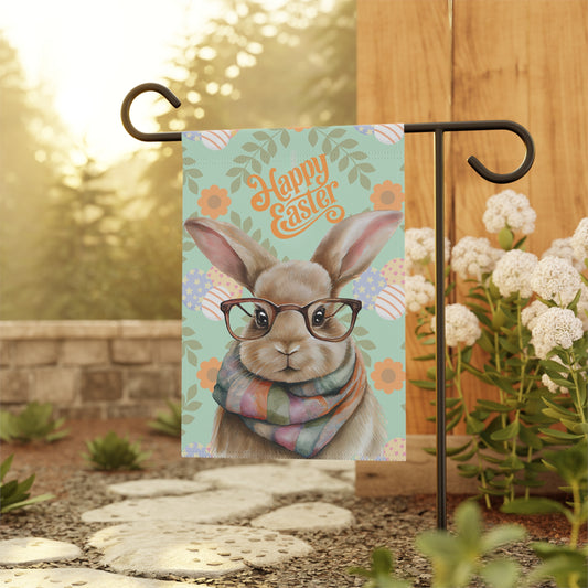 Easter Garden & House Banner - Cheerful Bunny Design with 'Happy Easter' Message