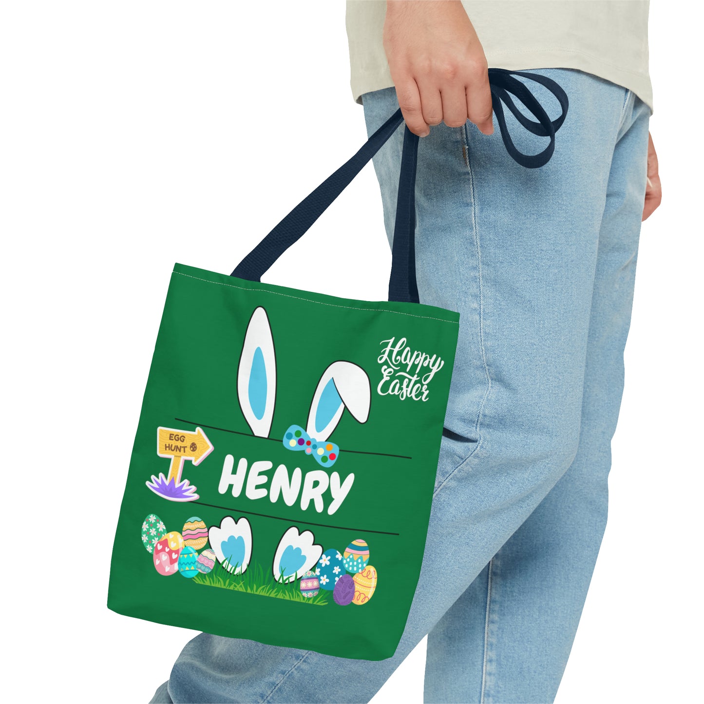 Personalizable Green Easter Bag. Custom Made for your kids egg hunt.