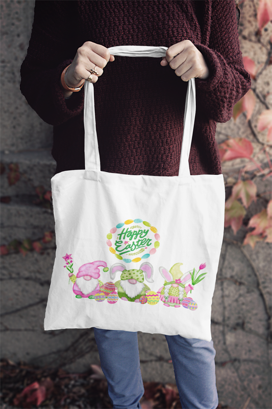 Easter Gnome Canvas Tote Bag- Use it to shop and collect Easter Eggs