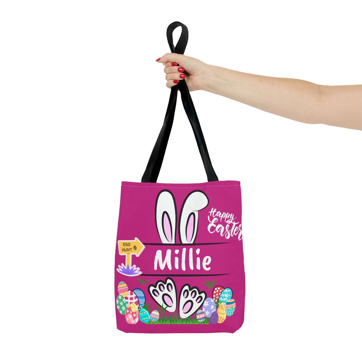 Personalizable Easter Tote Bag- Easter Bag. Easter Basket-Pink