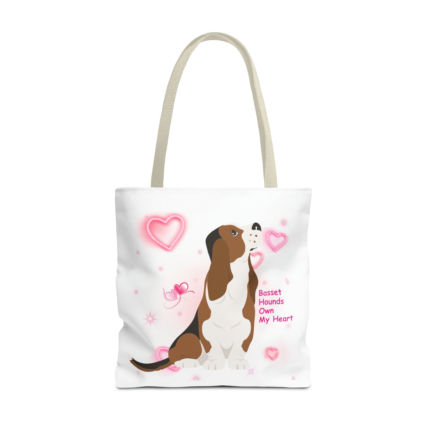 Basset Hound Large 18 x 18 Tote Bag that says Basset Hounds own my heart