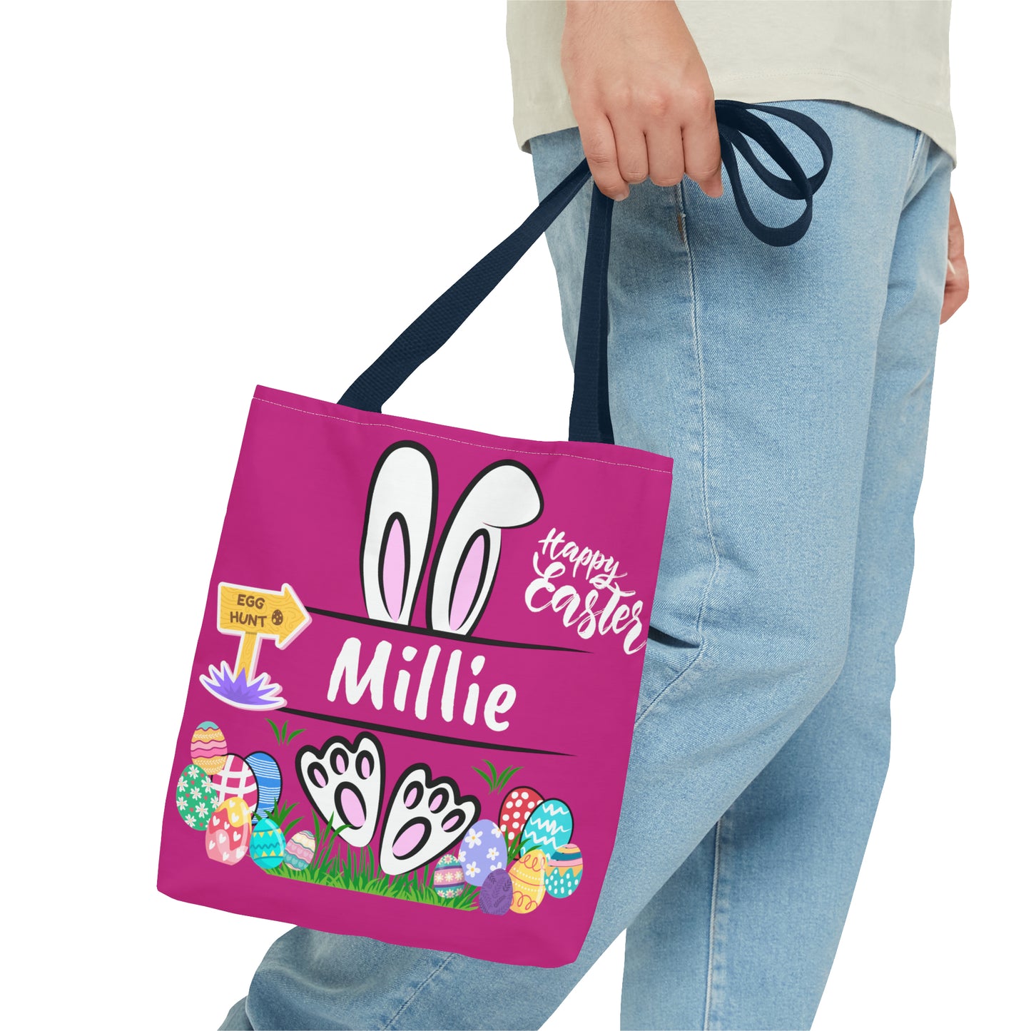 Personalizable Easter Tote Bag- Easter Bag. Easter Basket-Pink