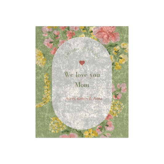 Personalized Crushed Velvet Blanket - We Love You Mom - Floral Design