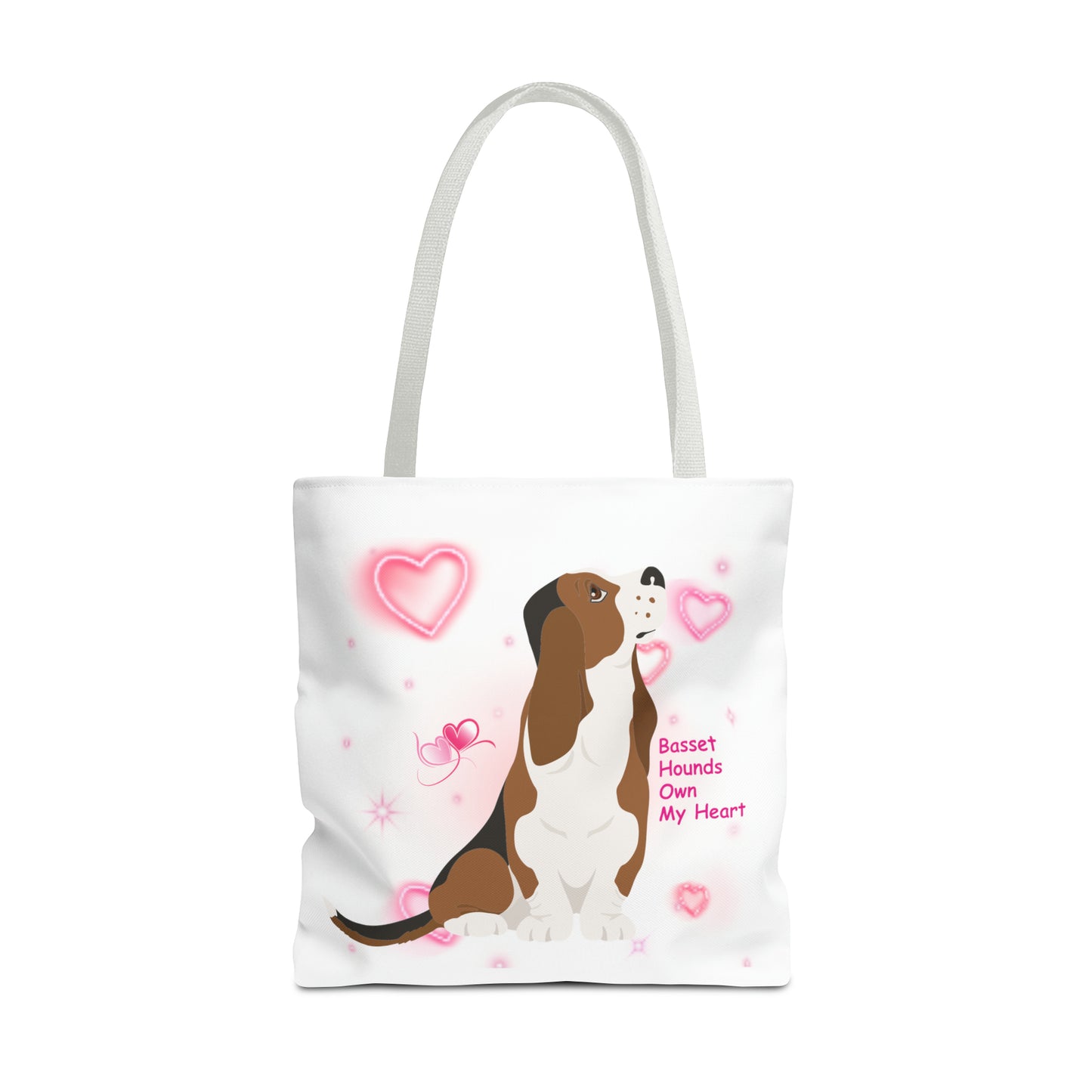 Basset Hound Large 18 x 18 Tote Bag that says Basset Hounds own my heart