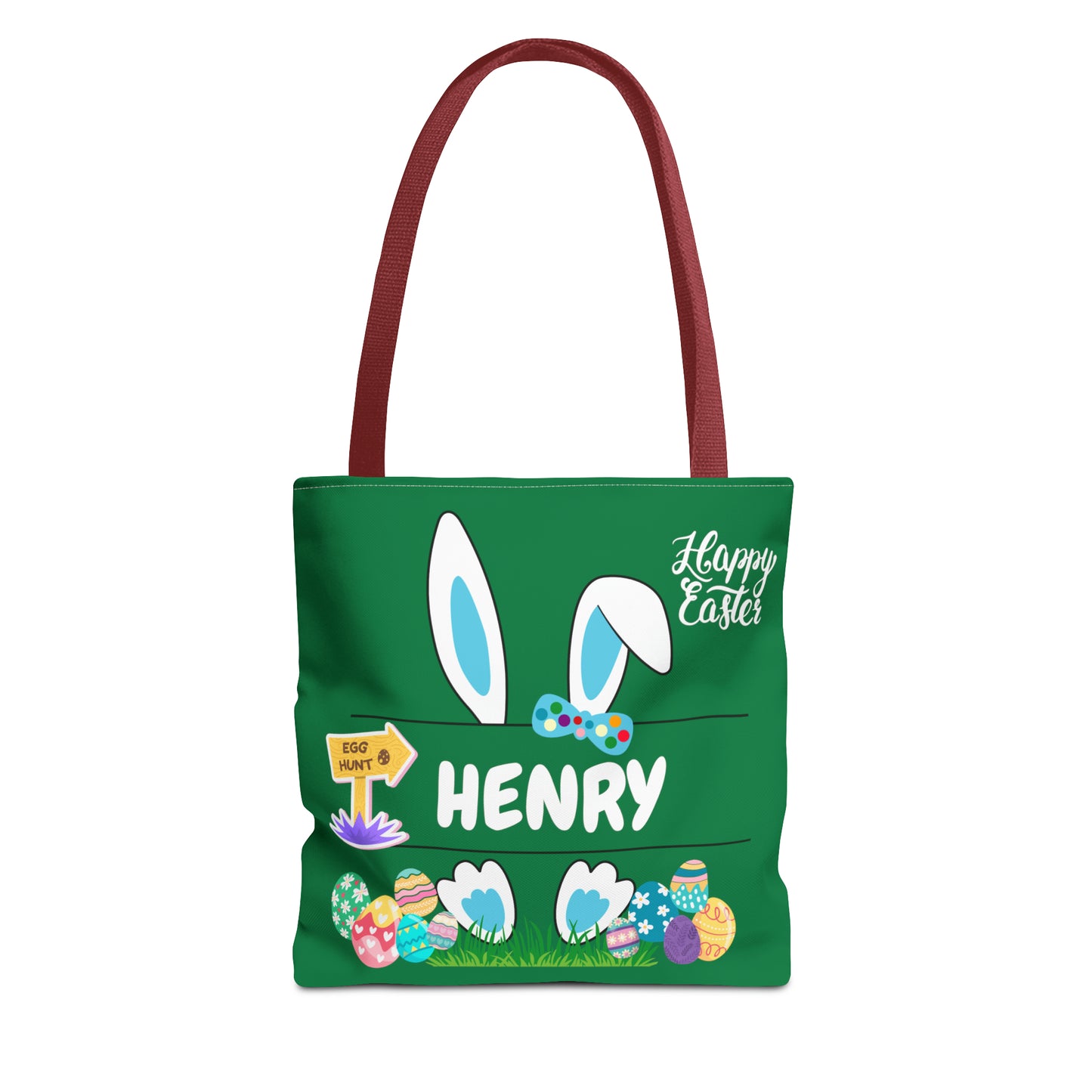 Personalizable Green Easter Bag. Custom Made for your kids egg hunt.