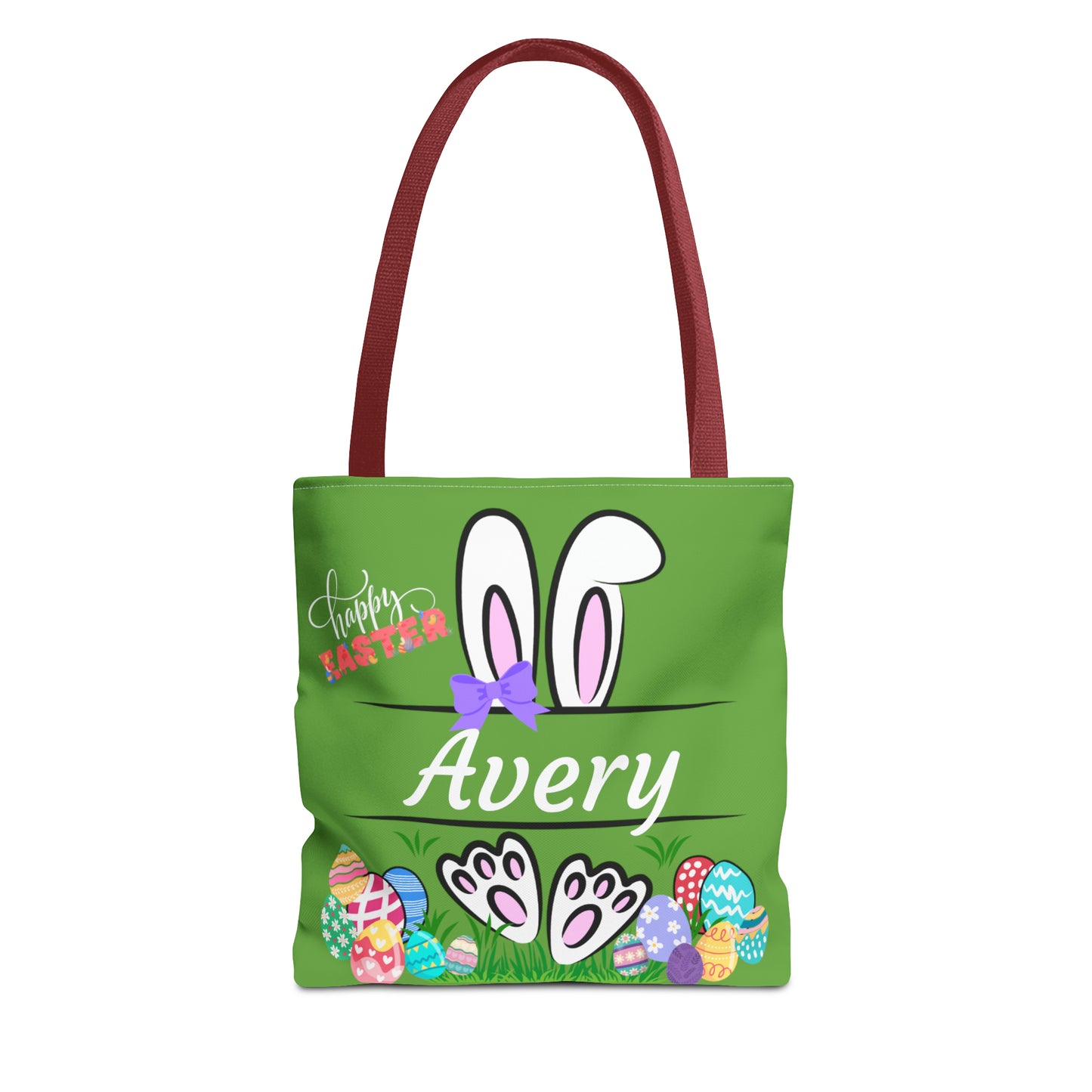 Green Easter Personalizable Tote Bag for Egg Hunts at Home or School or anywhere.