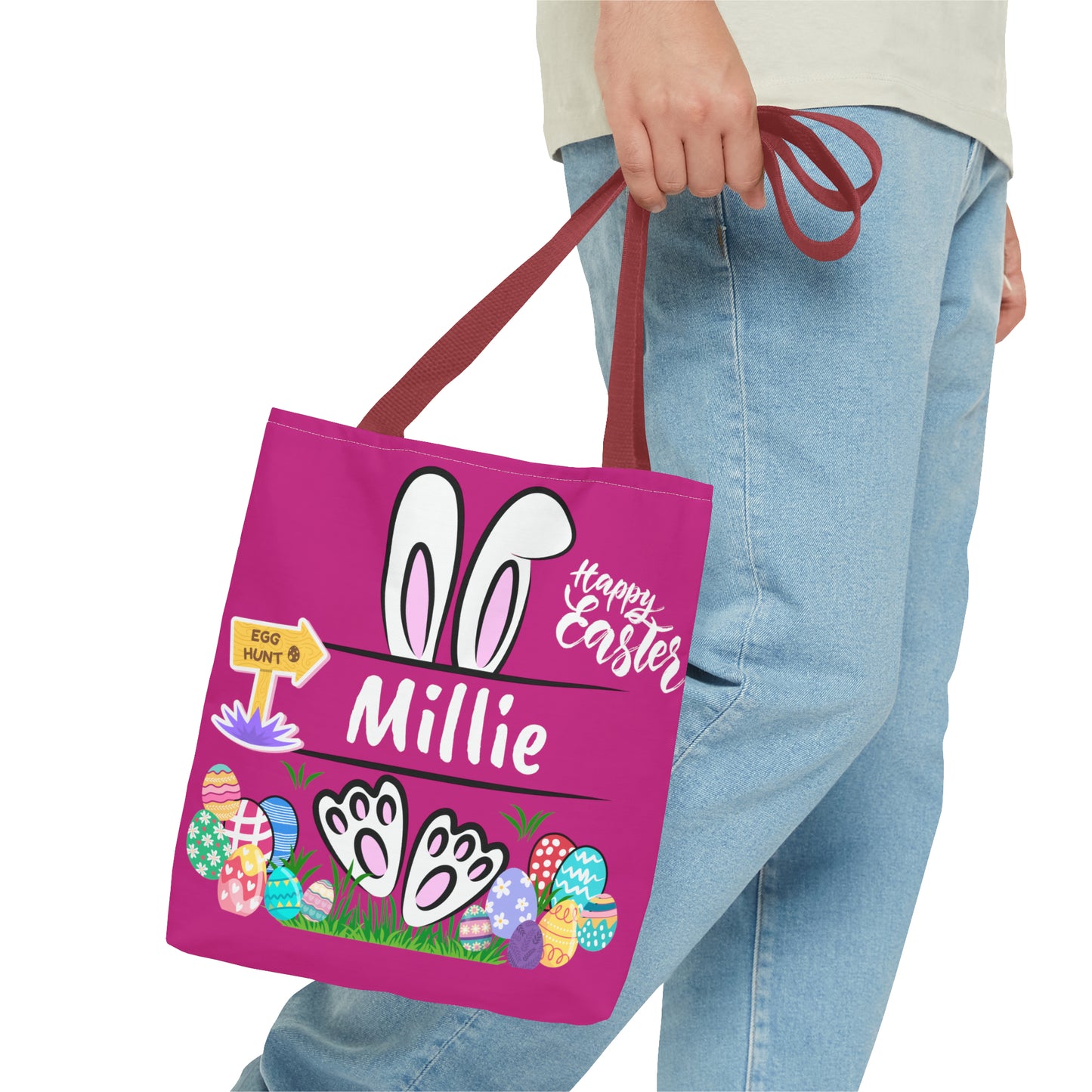 Personalizable Easter Tote Bag- Easter Bag. Easter Basket-Pink