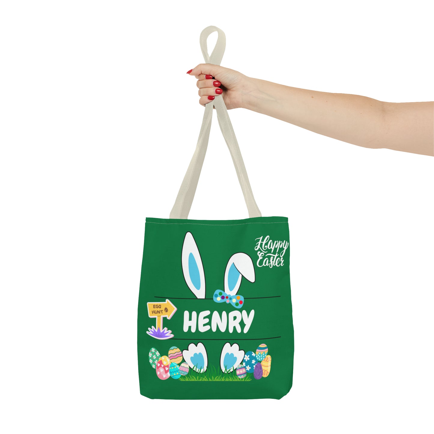 Personalizable Green Easter Bag. Custom Made for your kids egg hunt.