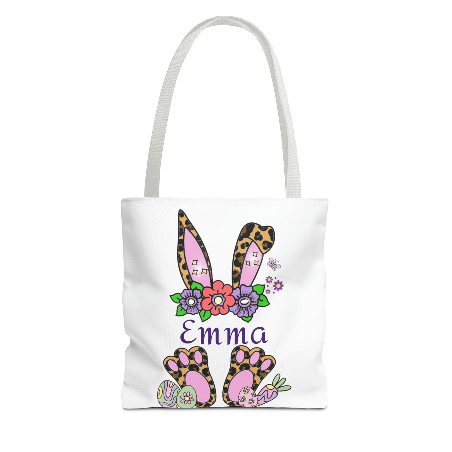 Personalized Easter Cheetah Print Tote Bag- Available in 2 sizes