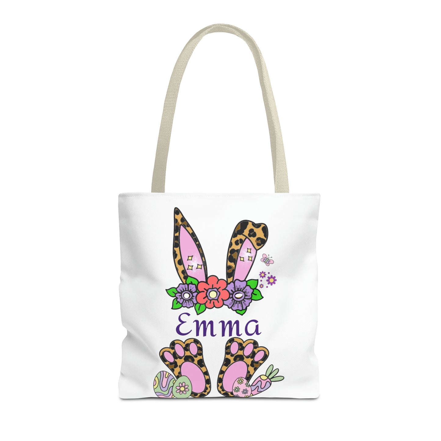 Personalized Easter Cheetah Print Tote Bag- Available in 2 sizes