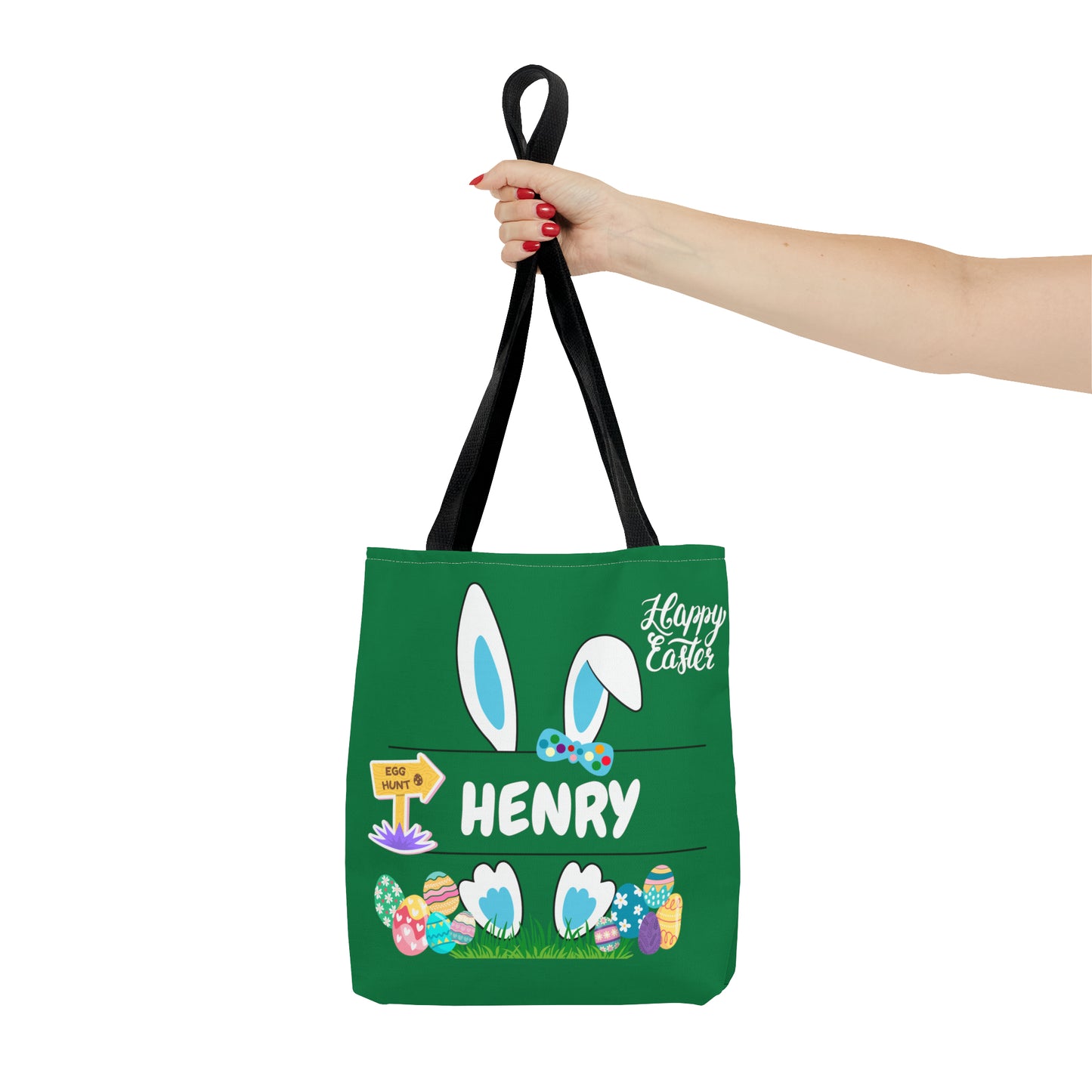 Personalizable Green Easter Bag. Custom Made for your kids egg hunt.