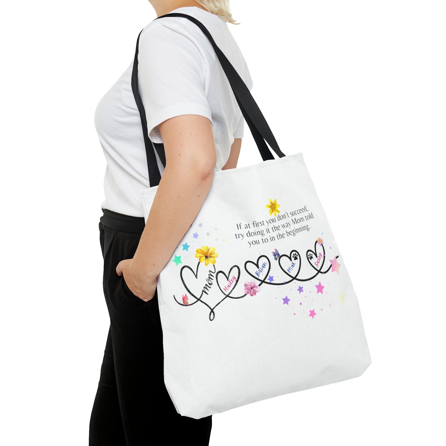 Personalized Mom Tote Bag - Custom Name Tote for Mom with Kids & Pets- Do it moms way