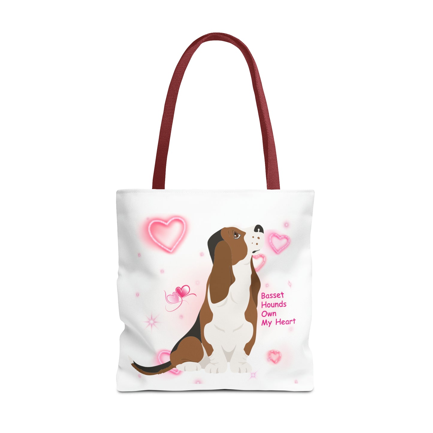 Basset Hound Large 18 x 18 Tote Bag that says Basset Hounds own my heart