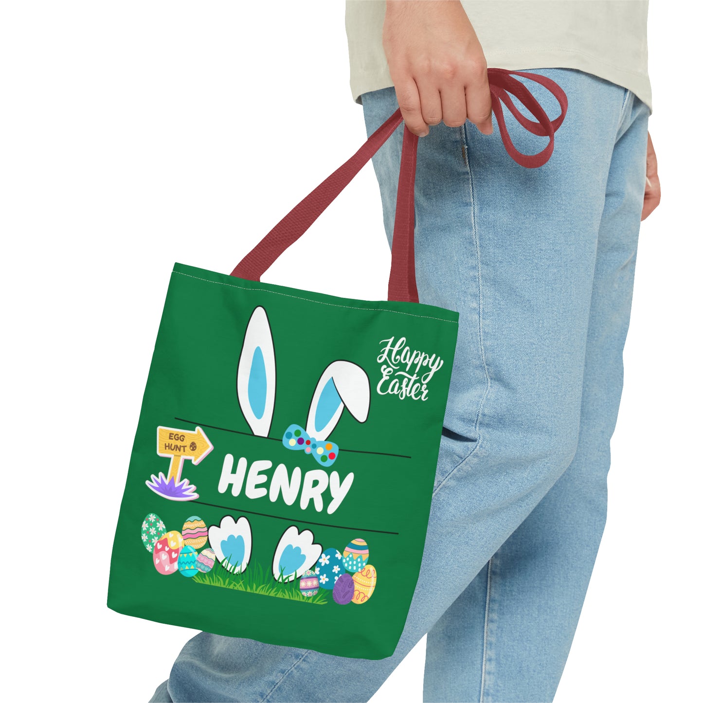 Personalizable Green Easter Bag. Custom Made for your kids egg hunt.