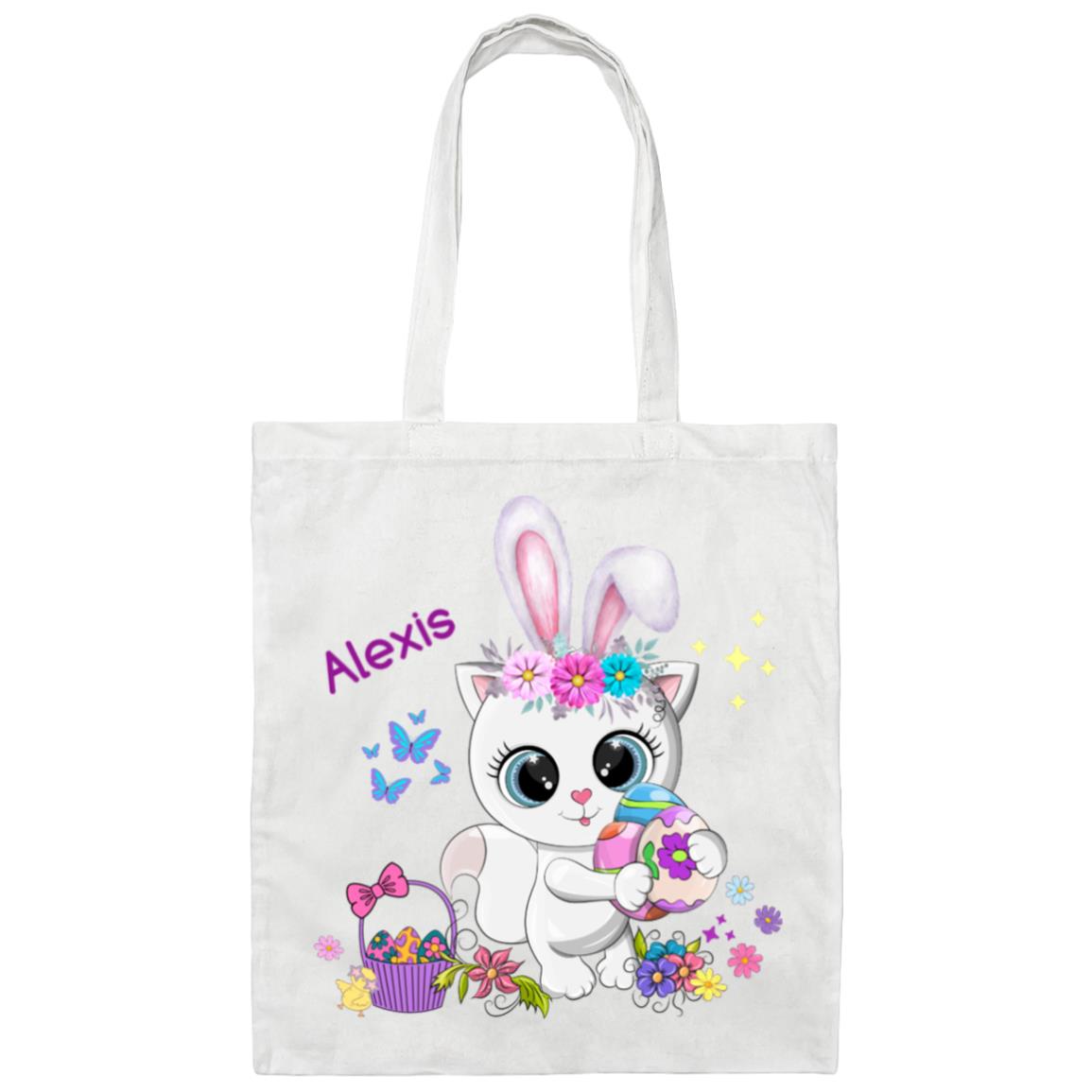 Personalized Easter Kitty Tote Bag- Easter Egg Ready