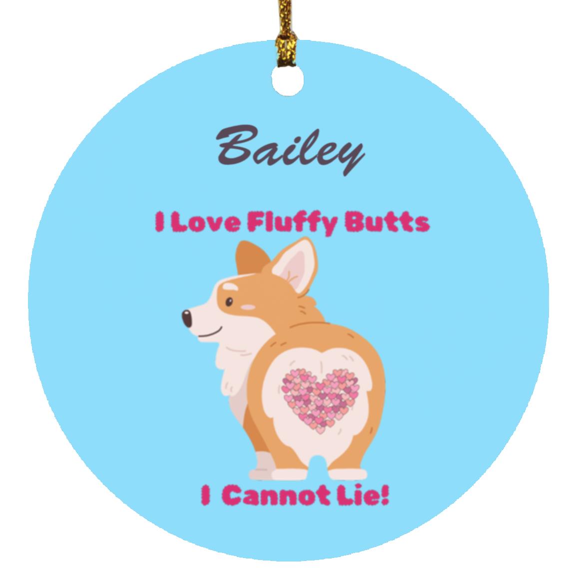 PERSONALIZED Corgi FLUFFY BUTT Circle Ornament-FREE PERSONALIZATION