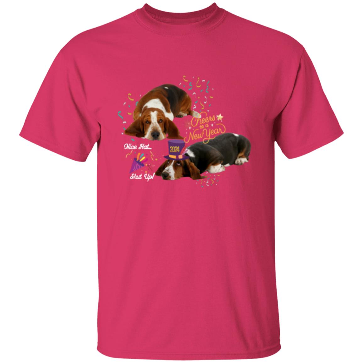 Basset Hounds Celebrate New Years . T-Shirt