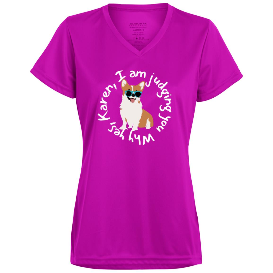 Judging Corgi Ladies’ Moisture-Wicking V-Neck Tee for your favorite Corgi Lover