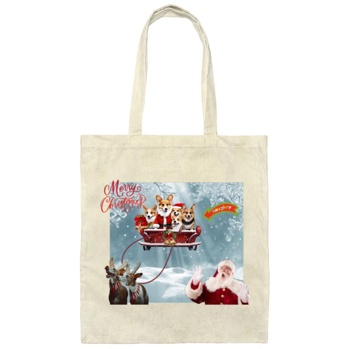 Christmas corgi Canvas Tote Bag