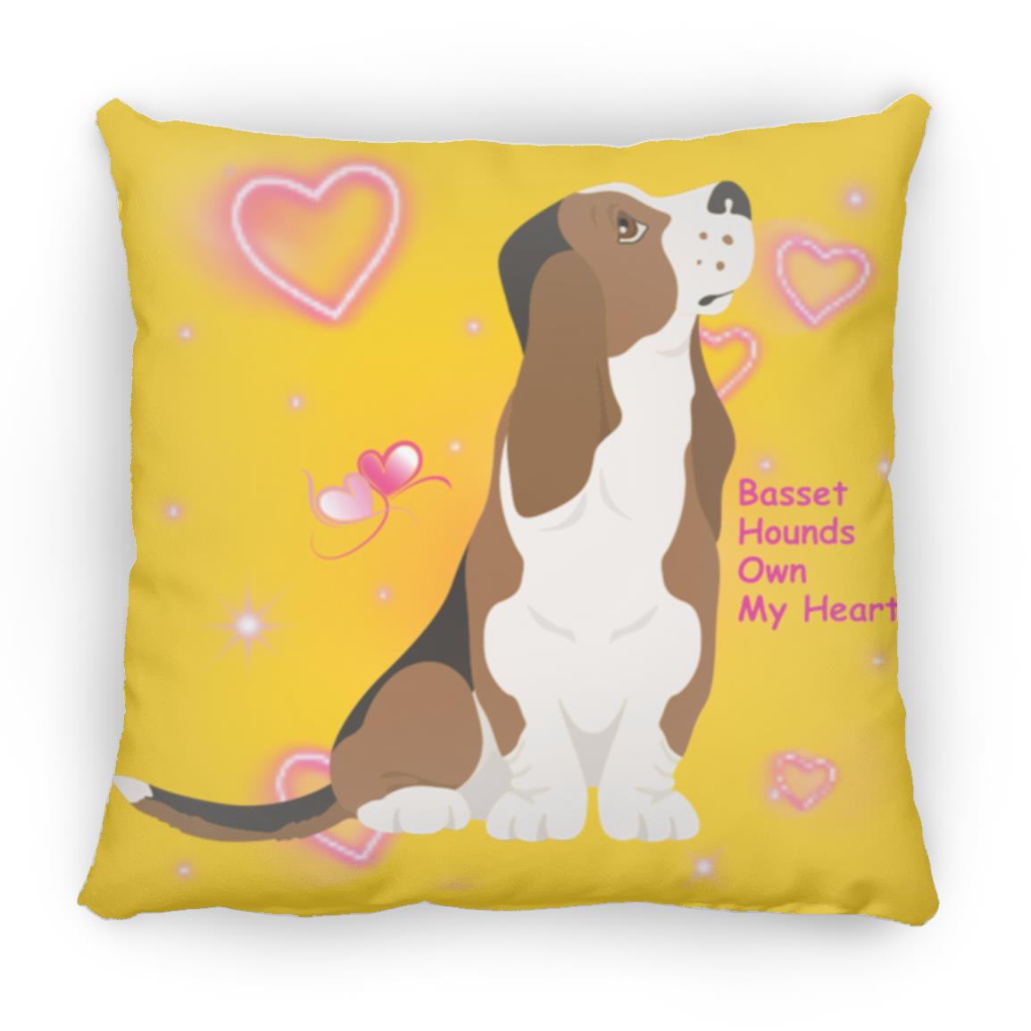 Basset Hound Throw Pillow with hearts Square Pillow