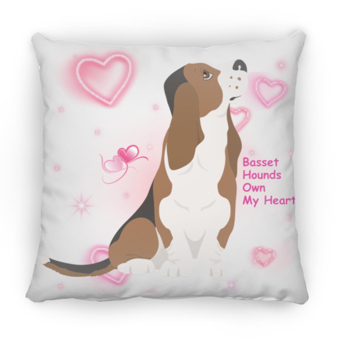 Basset Hound Throw Pillow with hearts Square Pillow