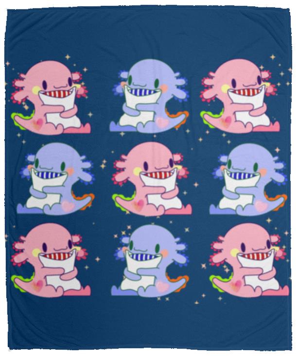 Axolotl Pattern Cozy & Soft Plush Fleece Blanket - 50x60 (NO PERSONALIZATION)