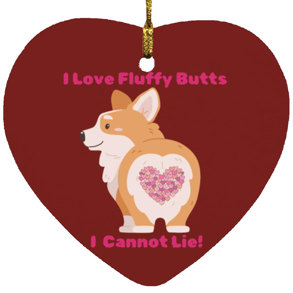 Corgi Fluff Christmas Heart Ornament