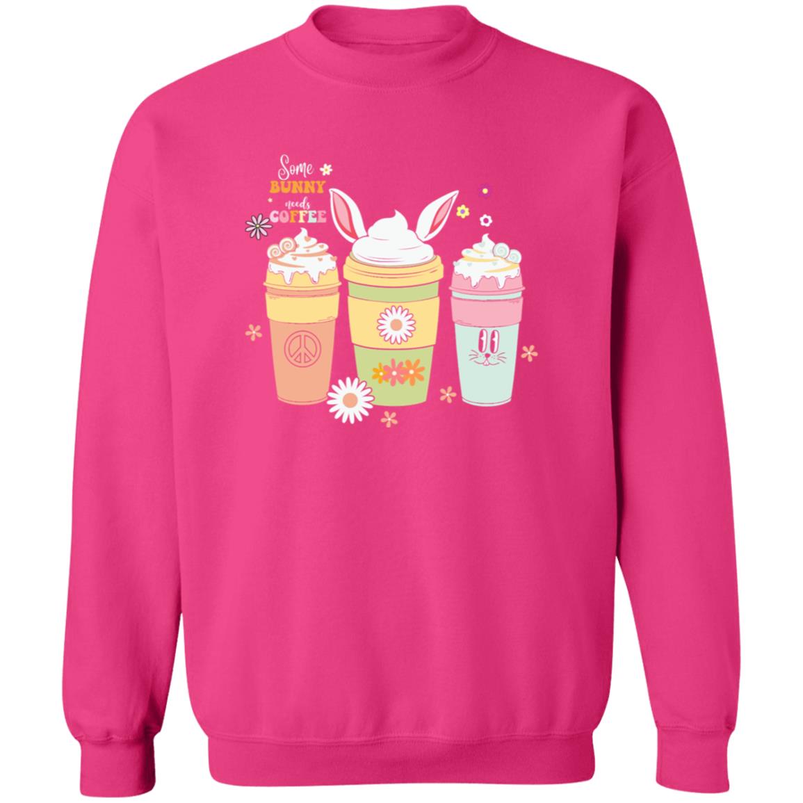 Some Bunny Needs Coffee Sweatshirt - Cute Bunny Cup Design - Unisex Pullover Sweatshirt