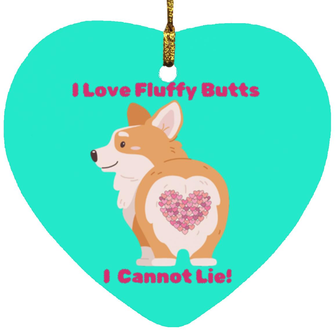 Corgi Fluff Christmas Heart Ornament