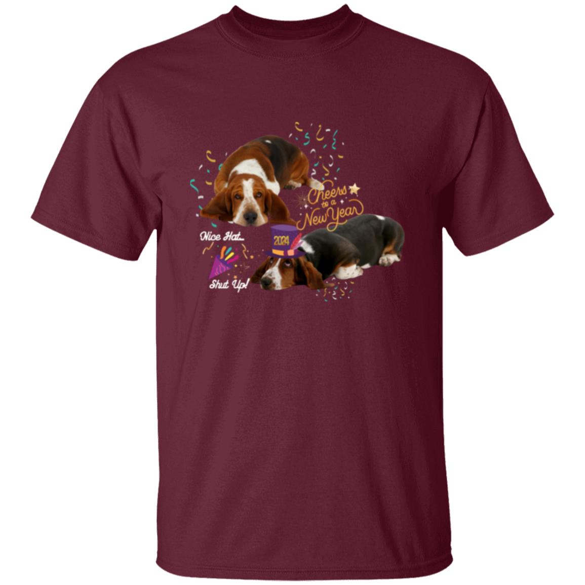 Basset Hounds Celebrate New Years . T-Shirt