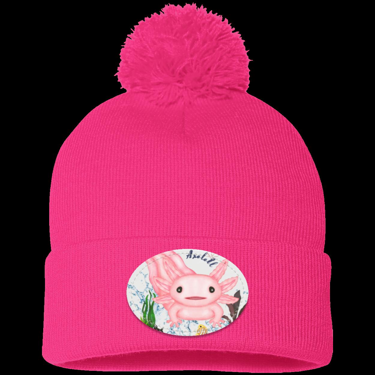 Axolotl Pom Pom Knit Cap for kids & Adults