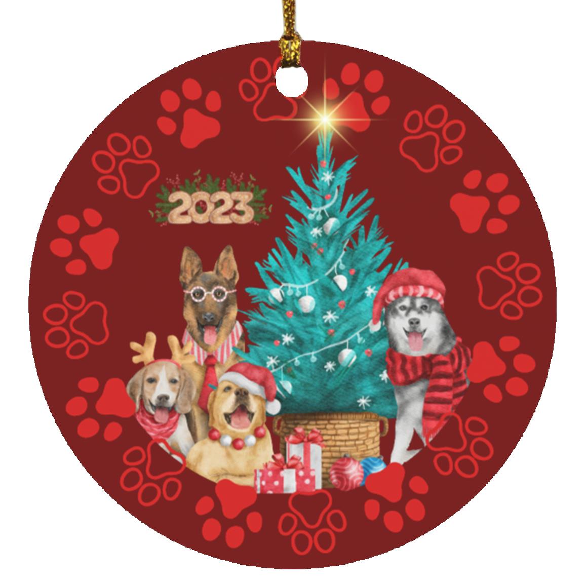 Dog Paws 2023 Circle Ornament