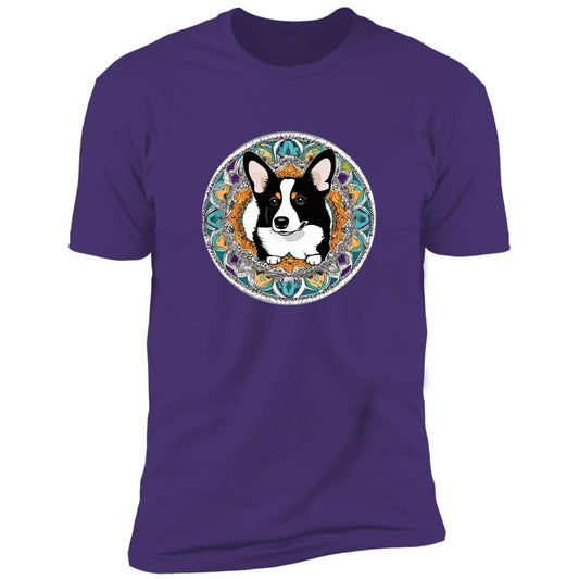 Black and White Corgi Mandala Style Tee Premium Short Sleeve Tee