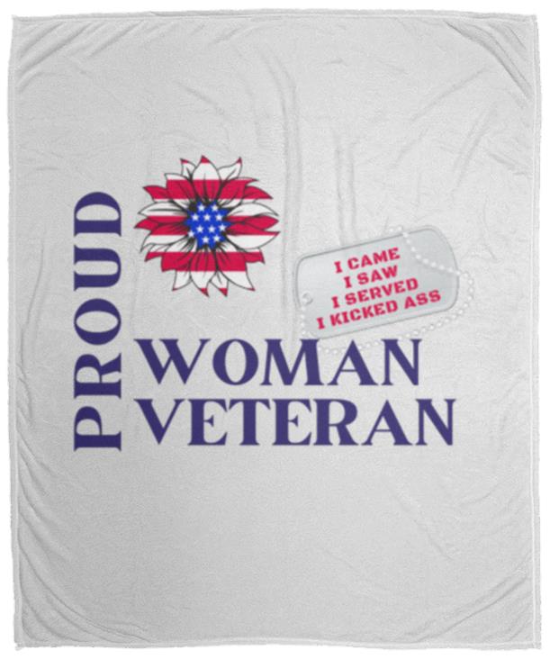 Proud Woman Veteran Cozy Plush Fleece Blanket - 50x60