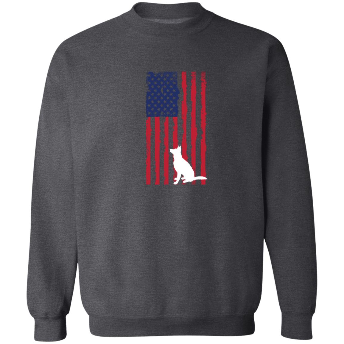 German Shepherd with American Flag Pullover Sweatshirt